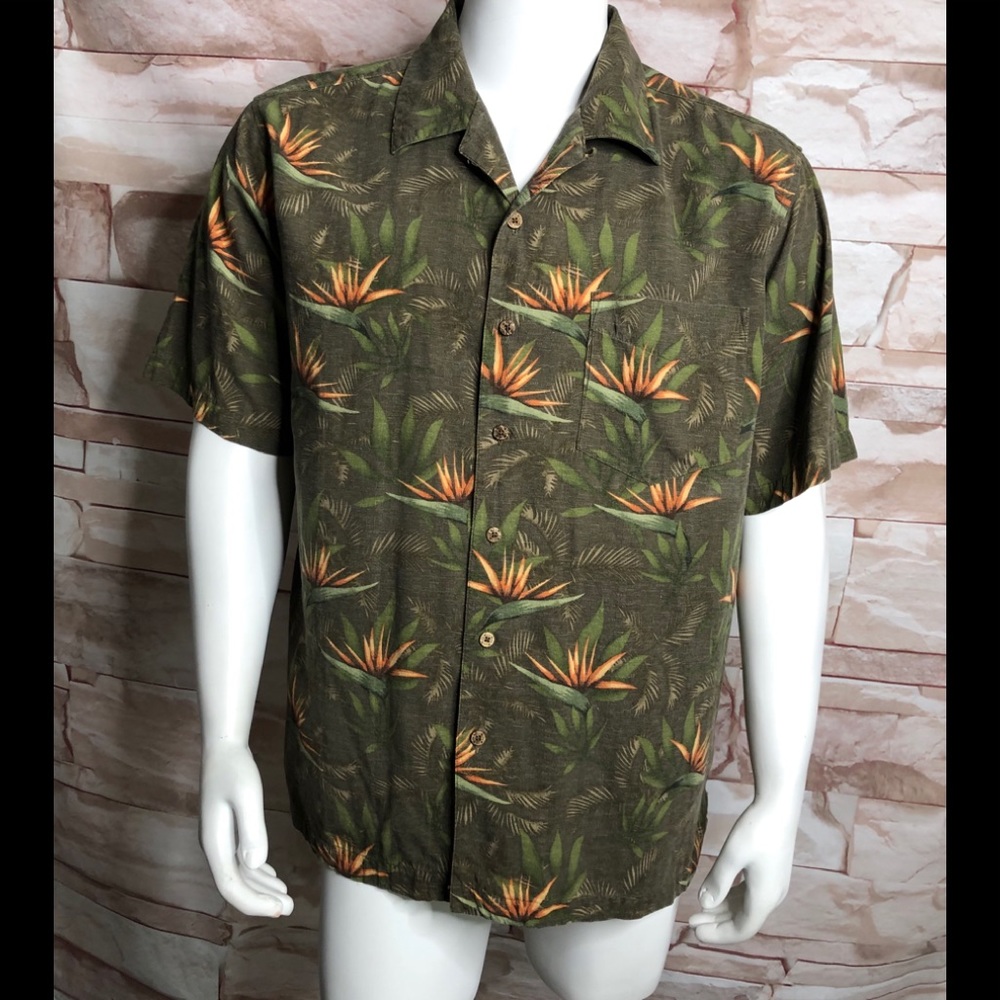 Solitude 100% silk floral mens shirt size L